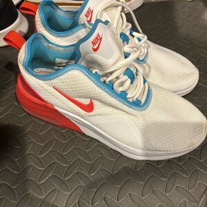 Nike women’s air max  White and Blue Sneakers with Red Accents